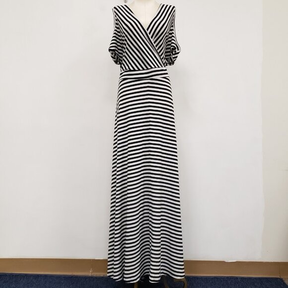 Torrid Womens Striped Cold Shoulder Maxi Dress Size 4X Vacation Travel Stretch - Picture 1 of 10